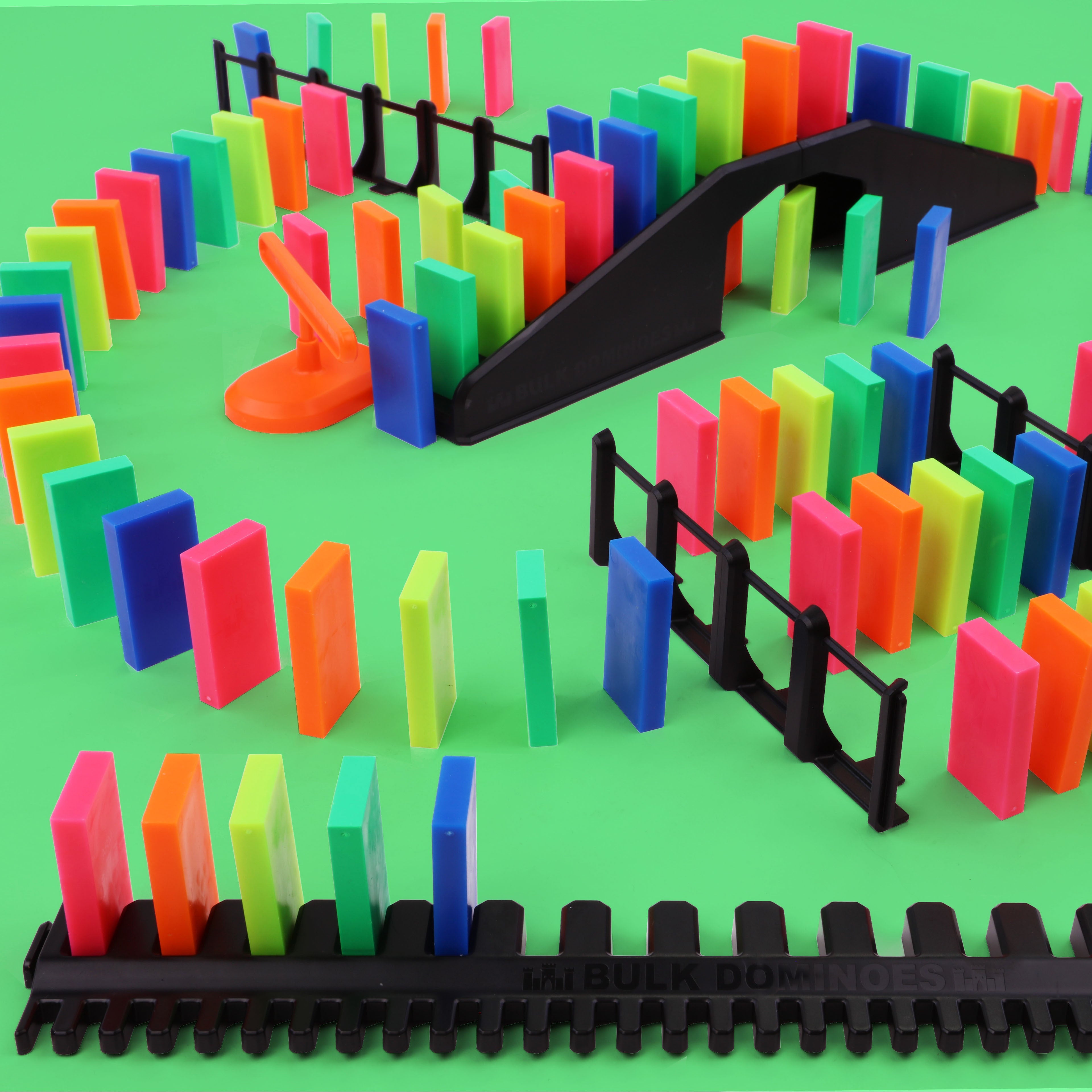 Bulk Dominoes Neon Basics Kit Green background