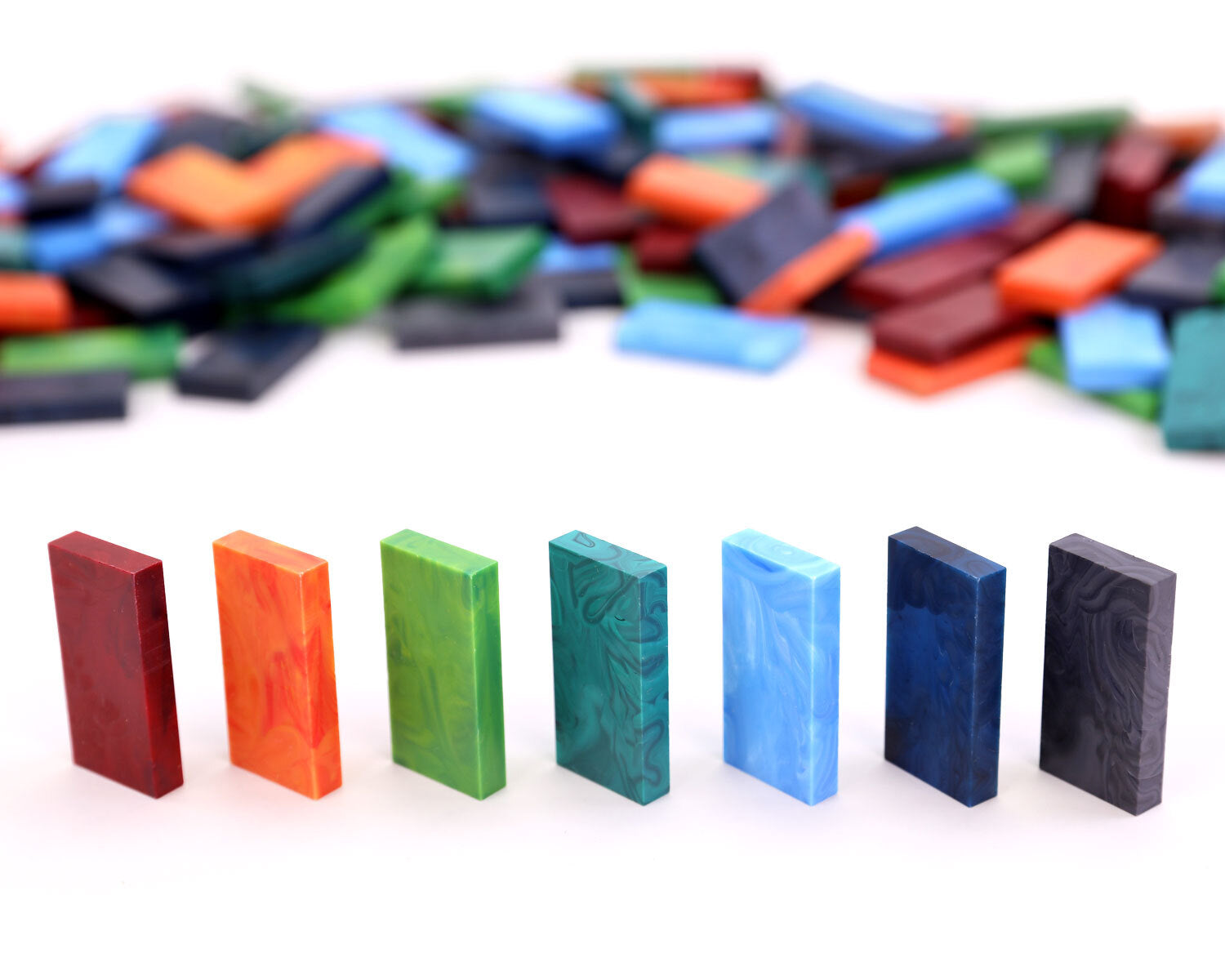 Bulk Dominoes Color Storm Pile Closer Up