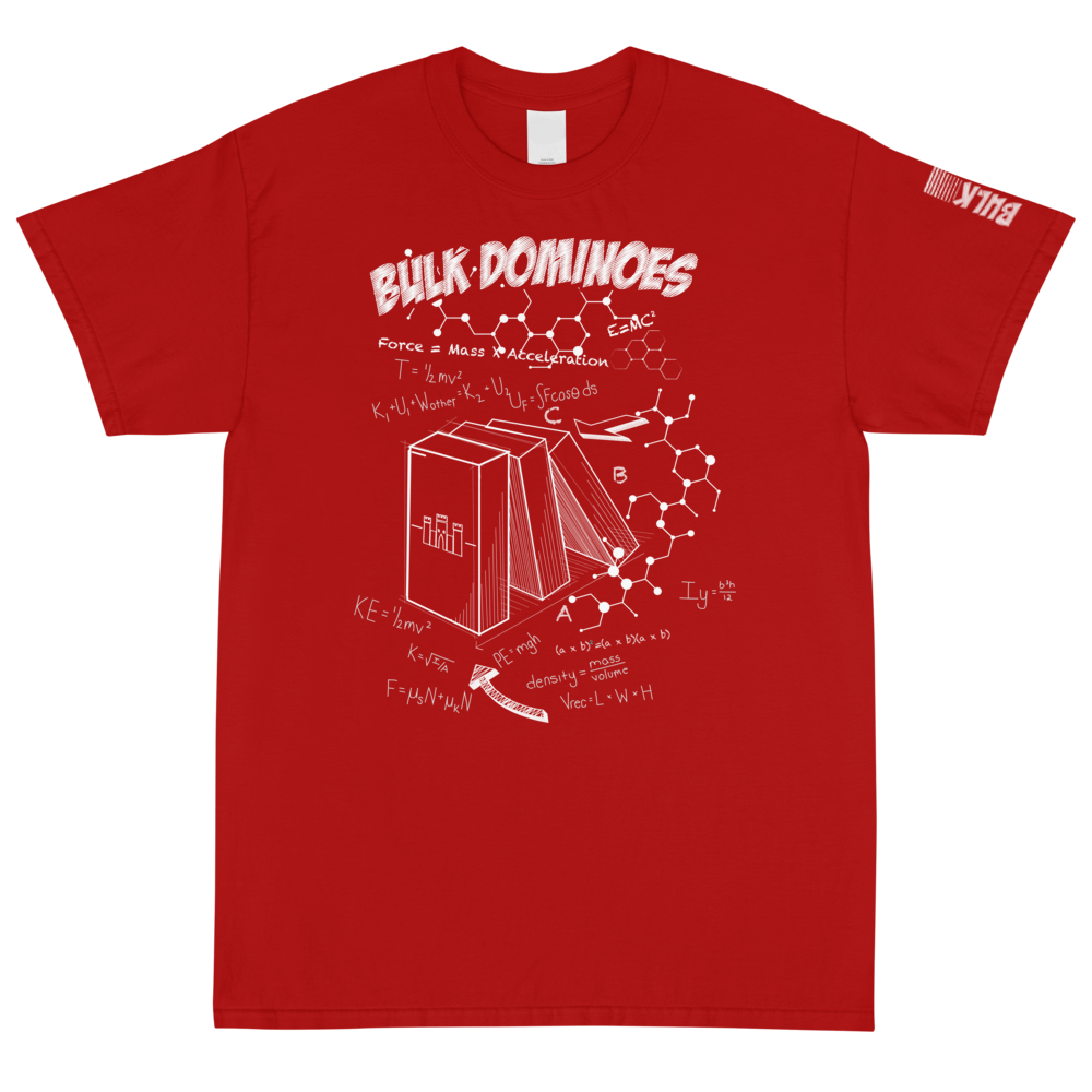 Bulk Dominoes Tech style t shirt red topple your way to glory while wearing your best shirt