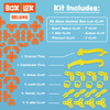 Box Lox kit includes 80 regular Orange pieces with 18 deluxe gold pieces