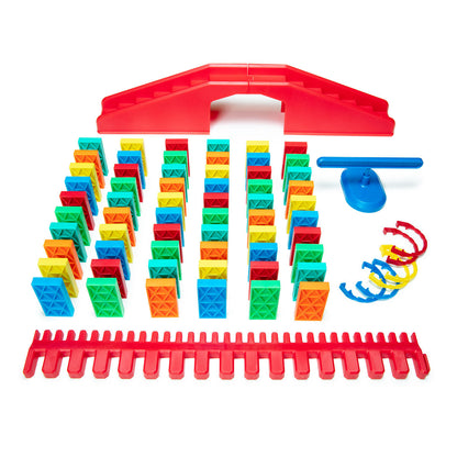 Bulk Dominoes Kinetic Kit with basic template and spinner and bridge closeup view