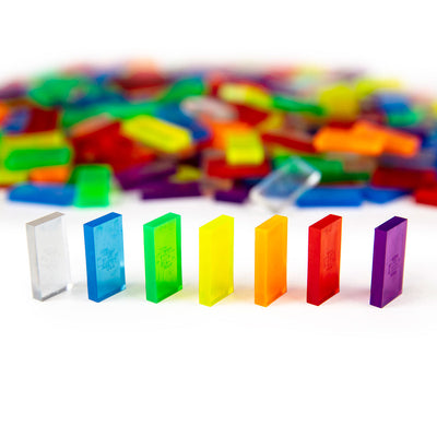 Bulk Dominoes Mini assorted clear close Up
